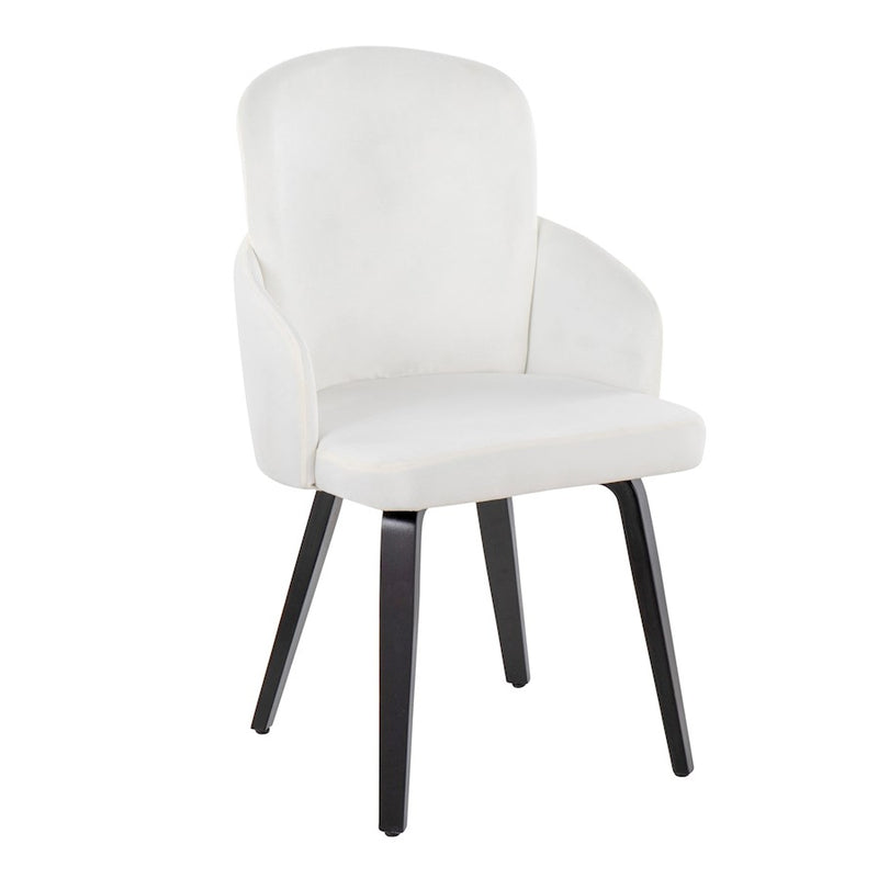 LumiSource Dahlia Dining Chair, Set of 2, Black Wood/Cream/Gold
