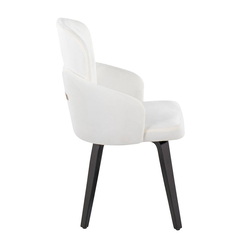 LumiSource Dahlia Dining Chair, Set of 2, Black Wood/Cream/Gold