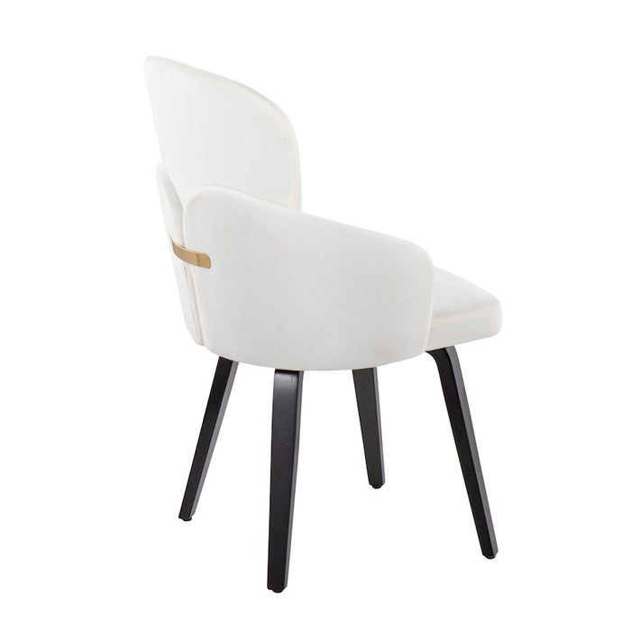 LumiSource Dahlia Dining Chair, Set of 2, Black Wood/Cream/Gold