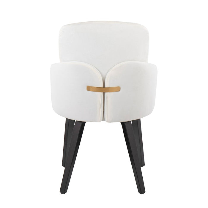 LumiSource Dahlia Dining Chair, Set of 2, Black Wood/Cream/Gold