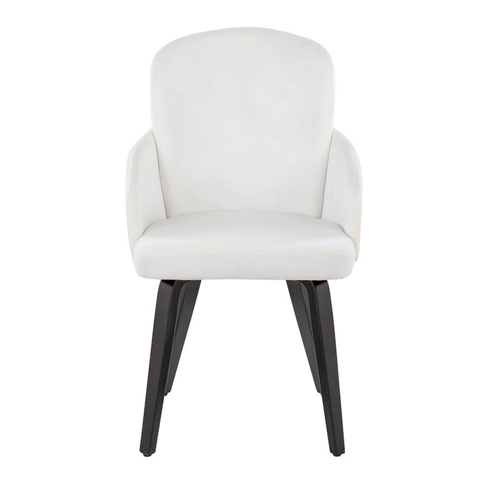 LumiSource Dahlia Dining Chair, Set of 2, Black Wood/Cream/Gold