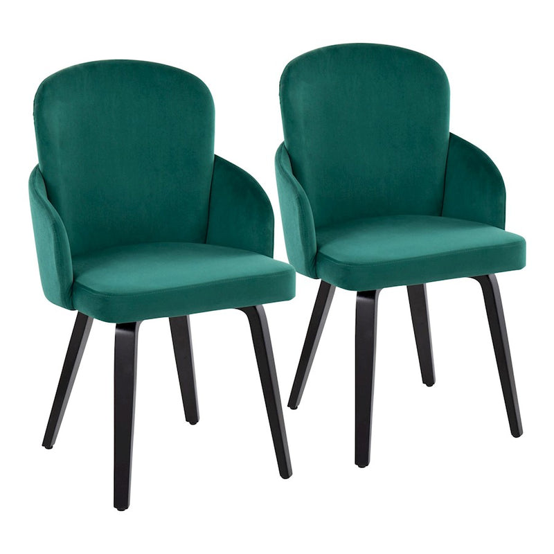 LumiSource Dahlia Dining Chair, Set/2, BK Wood/Green/Gold - CH-DAHLIA2-WBKVGN2