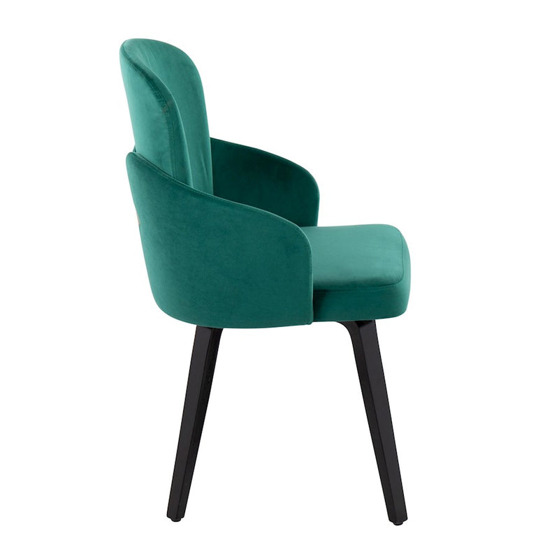 LumiSource Dahlia Dining Chair, Set of 2, Black Wood/Green/Gold