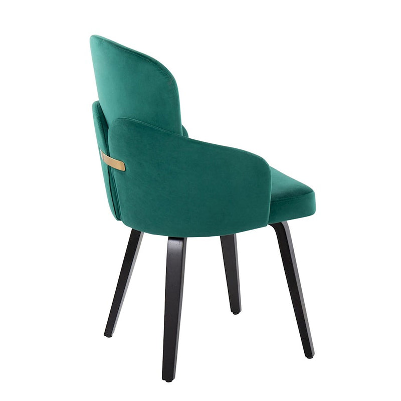 LumiSource Dahlia Dining Chair, Set of 2, Black Wood/Green/Gold