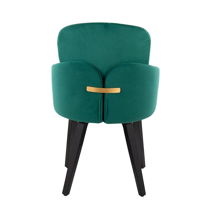 LumiSource Dahlia Dining Chair, Set of 2, Black Wood/Green/Gold