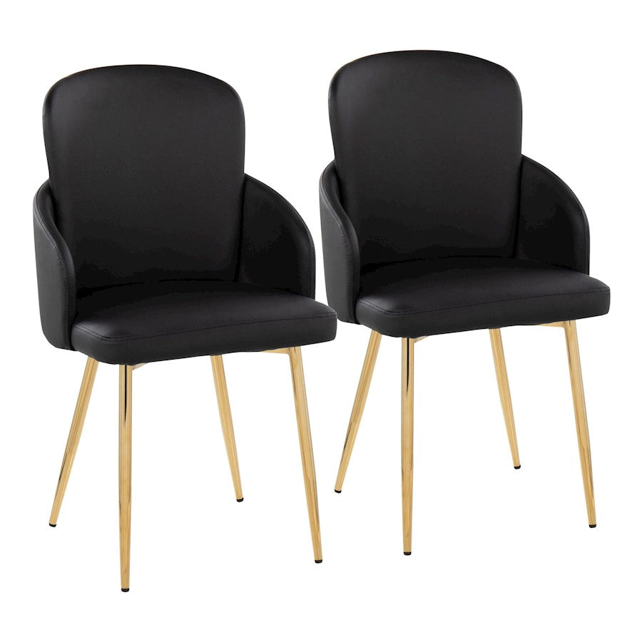 LumiSource Dahlia Dining Chair, Set of 2, Gold/Black PU/Chrome - CH-DAHLIA2AUBK2