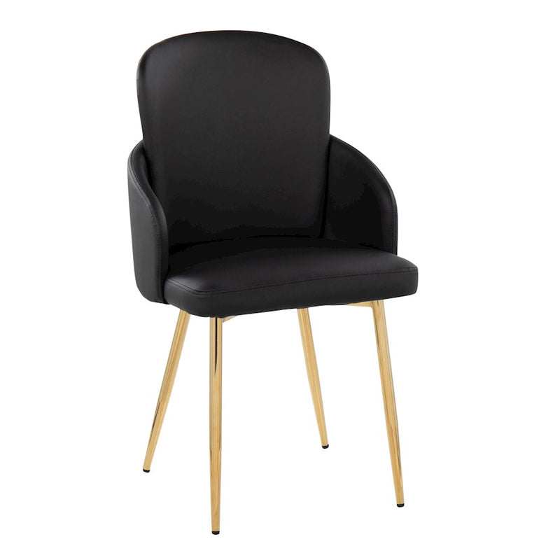 LumiSource Dahlia Dining Chair, Set of 2, Gold/Black PU/Chrome