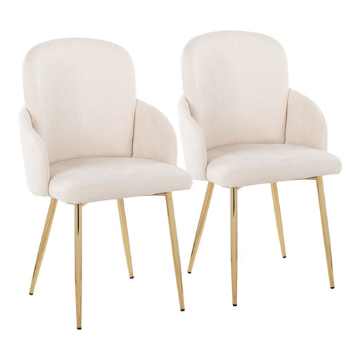 LumiSource Dahlia Dining Chair, Set of 2, Gold/Cream/Chrome - CH-DAHLIA2AUFCR2