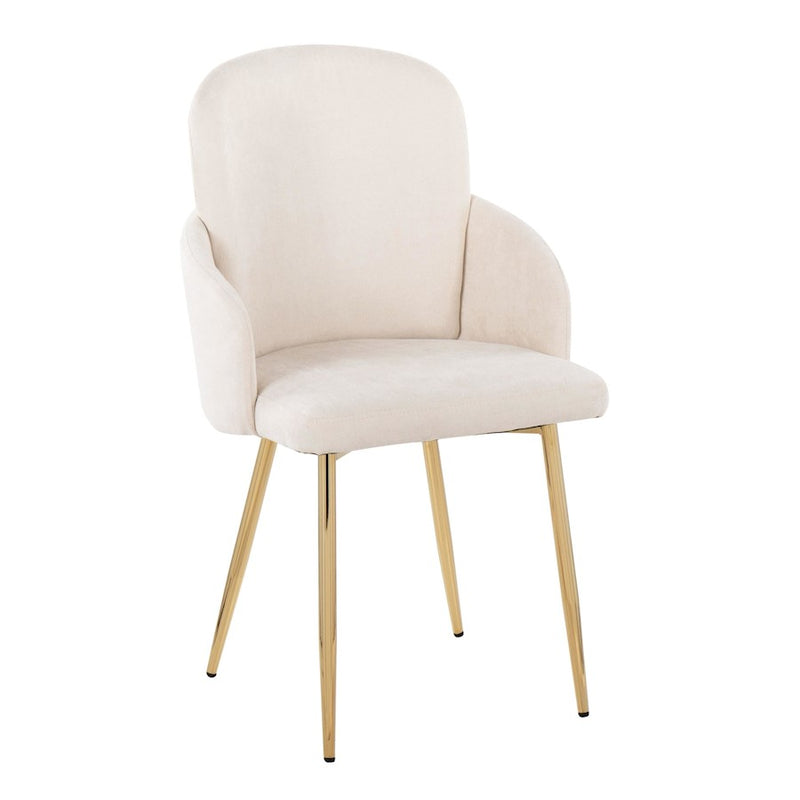 LumiSource Dahlia Dining Chair, Set of 2, Gold/Cream/Chrome