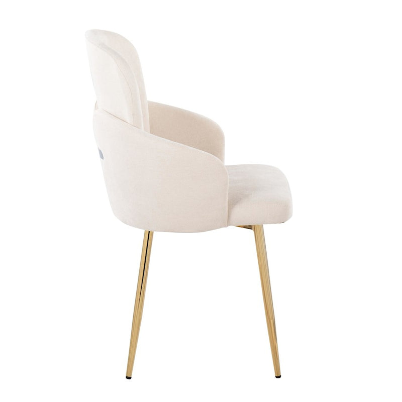 LumiSource Dahlia Dining Chair, Set of 2, Gold/Cream/Chrome