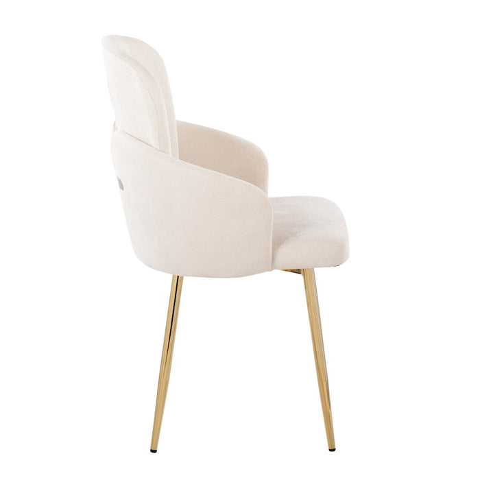 LumiSource Dahlia Dining Chair, Set of 2, Gold/Cream/Chrome