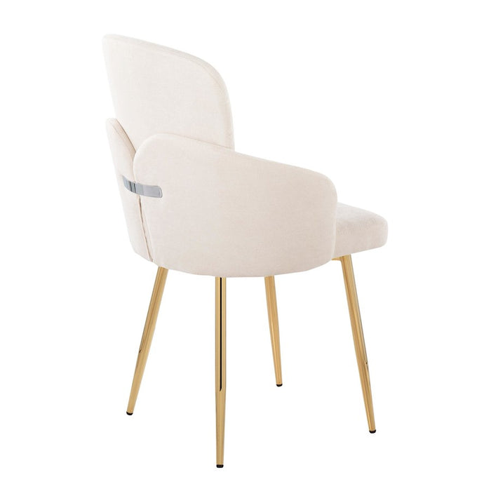 LumiSource Dahlia Dining Chair, Set of 2, Gold/Cream/Chrome