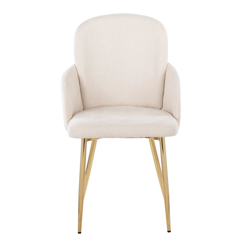 LumiSource Dahlia Dining Chair, Set of 2, Gold/Cream/Chrome