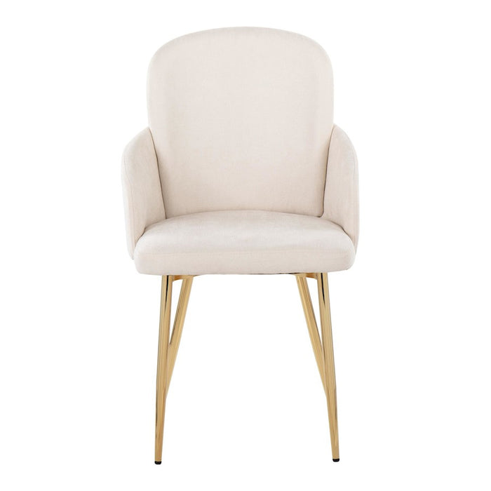 LumiSource Dahlia Dining Chair, Set of 2, Gold/Cream/Chrome