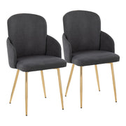 LumiSource Dahlia Dining Chair, Set of 2, Gold/Grey/Chrome - CH-DAHLIA2AUFGY2