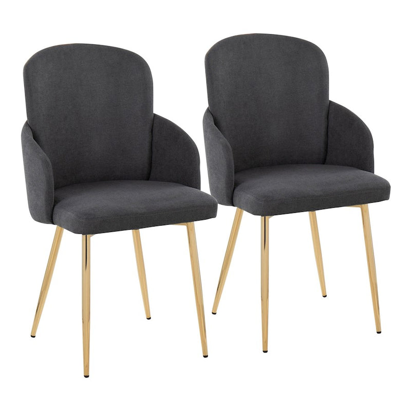 LumiSource Dahlia Dining Chair, Set of 2, Gold/Grey/Chrome - CH-DAHLIA2AUFGY2