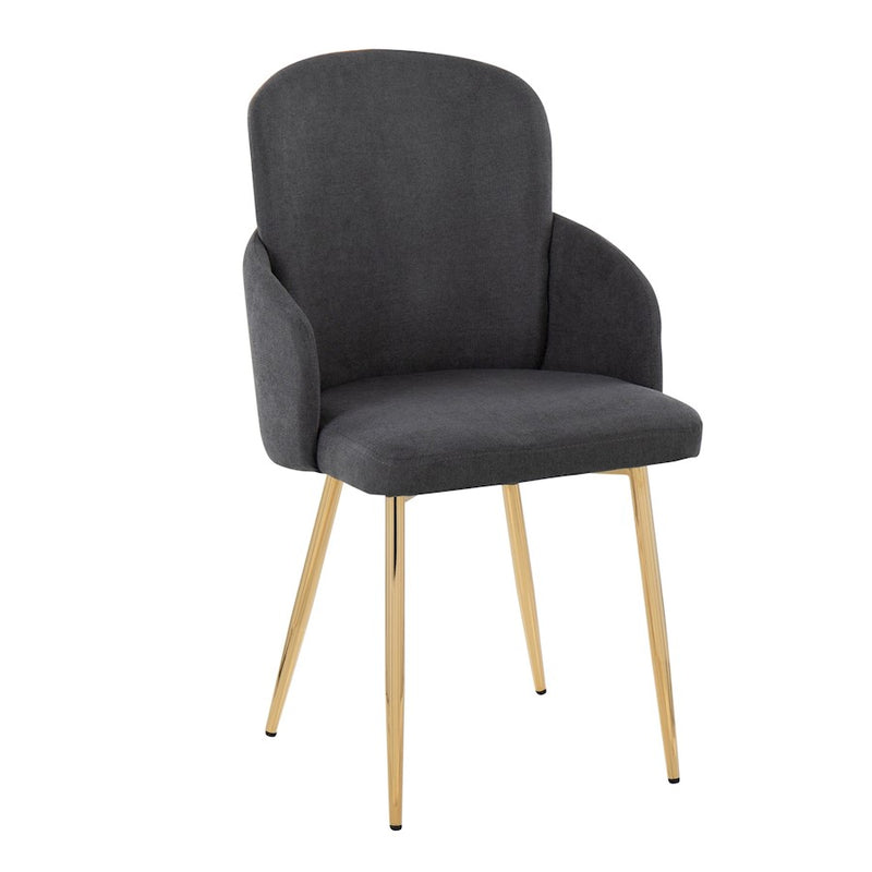 LumiSource Dahlia Dining Chair, Set of 2, Gold/Grey/Chrome