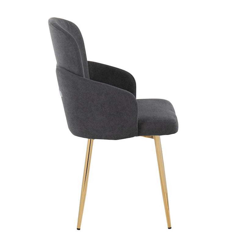 LumiSource Dahlia Dining Chair, Set of 2, Gold/Grey/Chrome