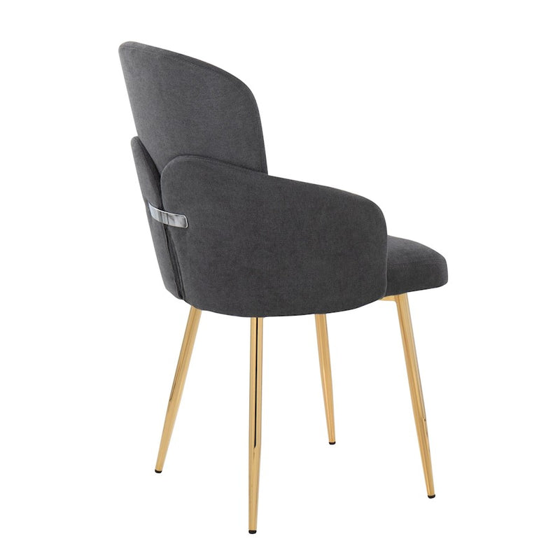 LumiSource Dahlia Dining Chair, Set of 2, Gold/Grey/Chrome