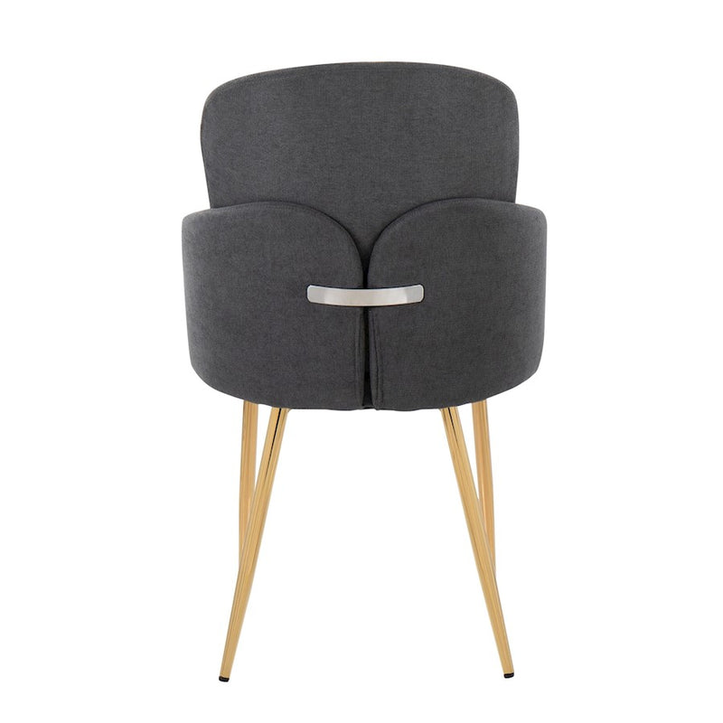 LumiSource Dahlia Dining Chair, Set of 2, Gold/Grey/Chrome