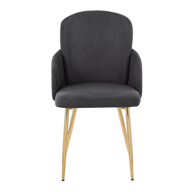 LumiSource Dahlia Dining Chair Set of 2 | Contemporary Gold Metal and Grey Fabric | Dining Room & Kitchen Seating | Model CH-DAHLIA2AUFGY2