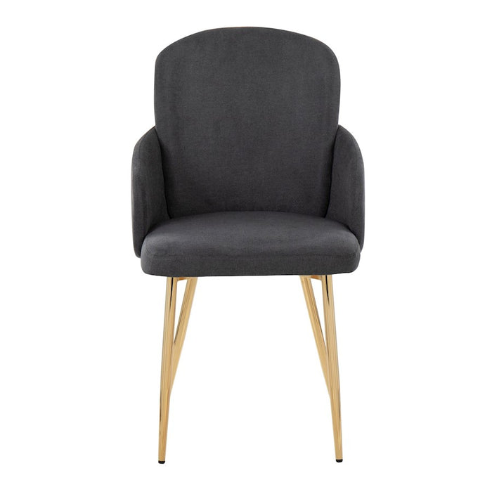 LumiSource Dahlia Dining Chair, Set of 2, Gold/Grey/Chrome