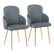 LumiSource Dahlia Dining Chair, Set of 2, Gold/Grey PU/Chrome - CH-DAHLIA2AUGY2