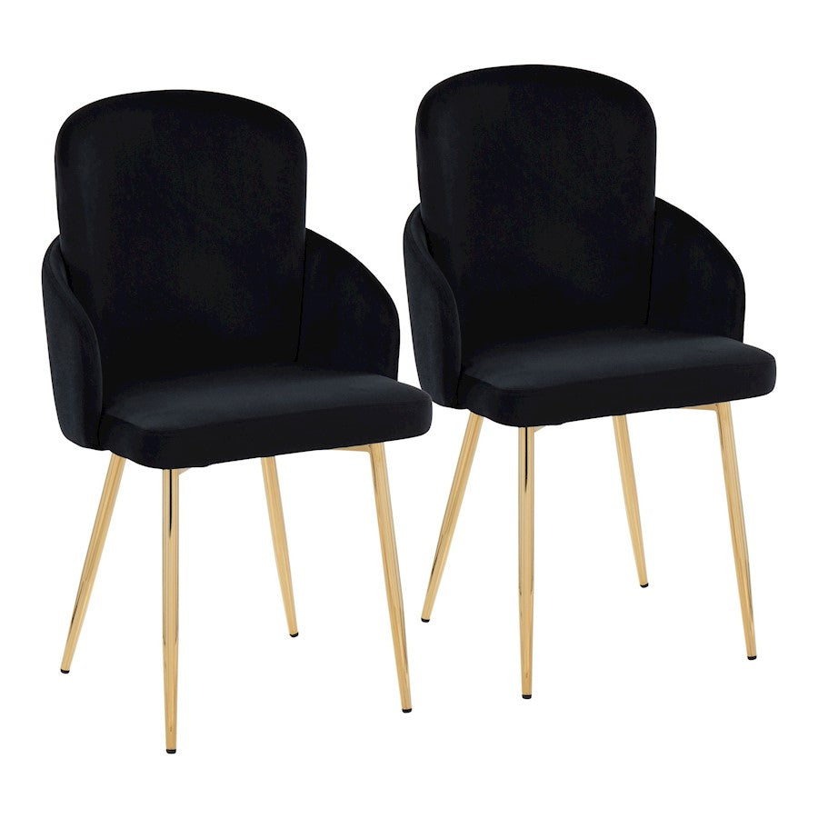 LumiSource Dahlia Dining Chair, Set of 2, Gold/Black Velvet - CH-DAHLIA2AUVBK2