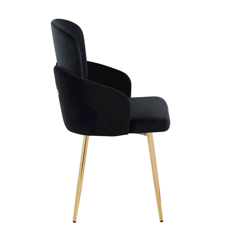 LumiSource Dahlia Dining Chair, Set of 2, Gold/Black Velvet
