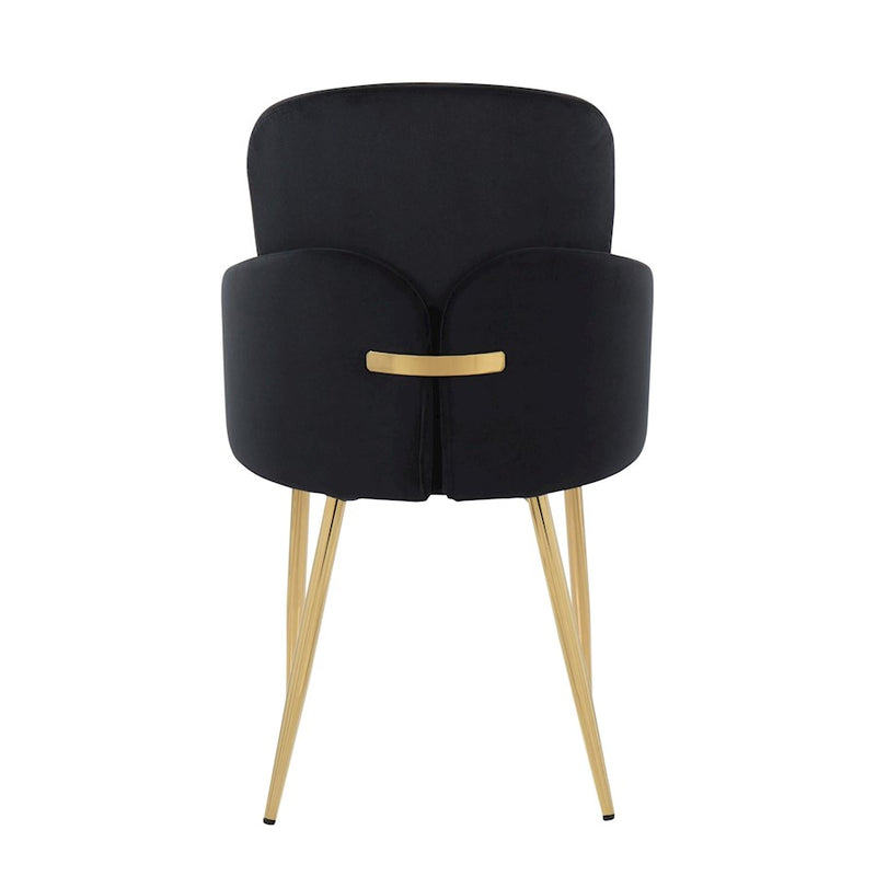 LumiSource Dahlia Dining Chair, Set of 2, Gold/Black Velvet