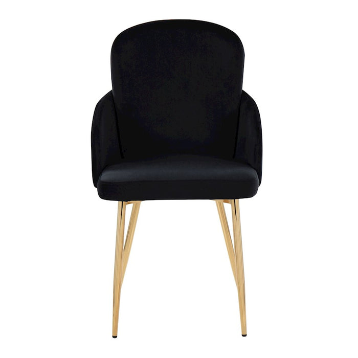 LumiSource Dahlia Dining Chair, Set of 2, Gold/Black Velvet
