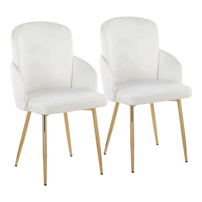 LumiSource Dahlia Dining Chair, Set of 2, Gold/Cream Velvet - CH-DAHLIA2AUVCR2