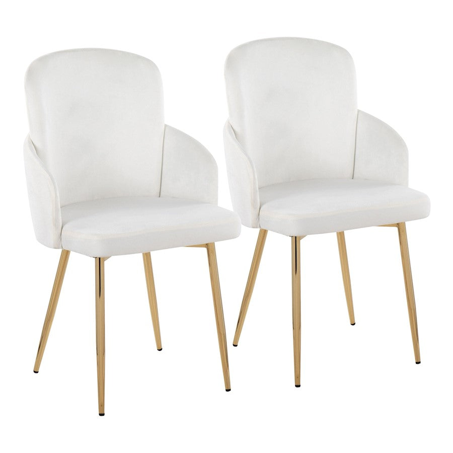 LumiSource Dahlia Dining Chair, Set of 2, Gold/Cream Velvet - CH-DAHLIA2AUVCR2