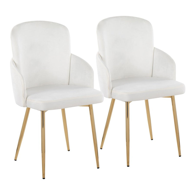 LumiSource Dahlia Dining Chair Set of 2 | Gold Metal & Cream Velvet | Dining Room & Kitchen Seating | 22 x 22.5 x 34.25 in | Model CH-DAHLIA2AUVCR2