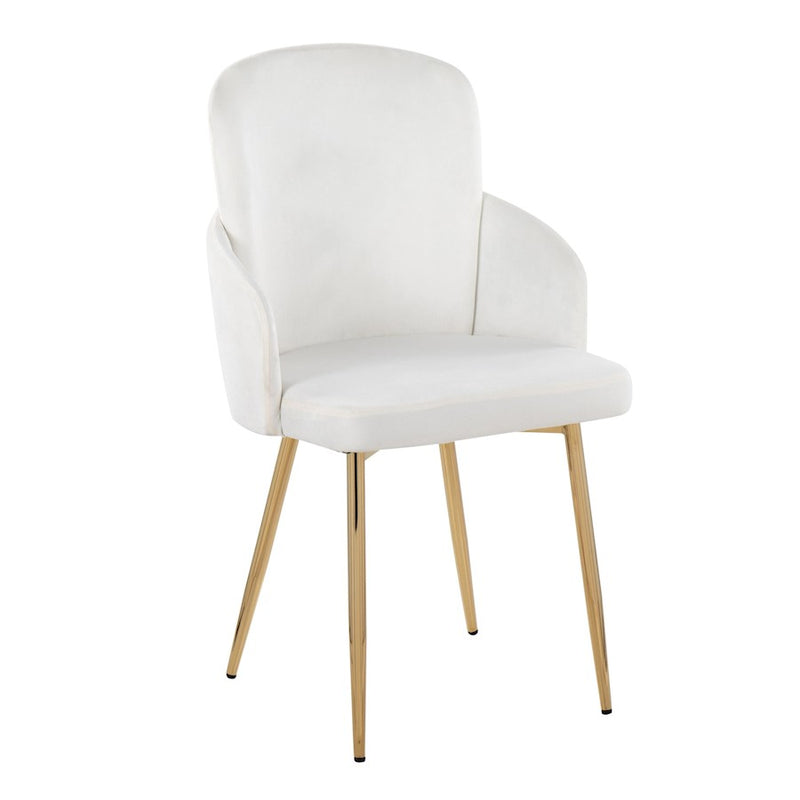 LumiSource Dahlia Dining Chair, Set of 2, Gold/Cream Velvet
