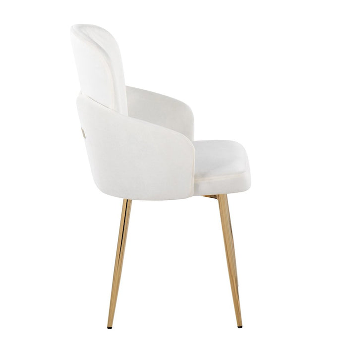 LumiSource Dahlia Dining Chair, Set of 2, Gold/Cream Velvet