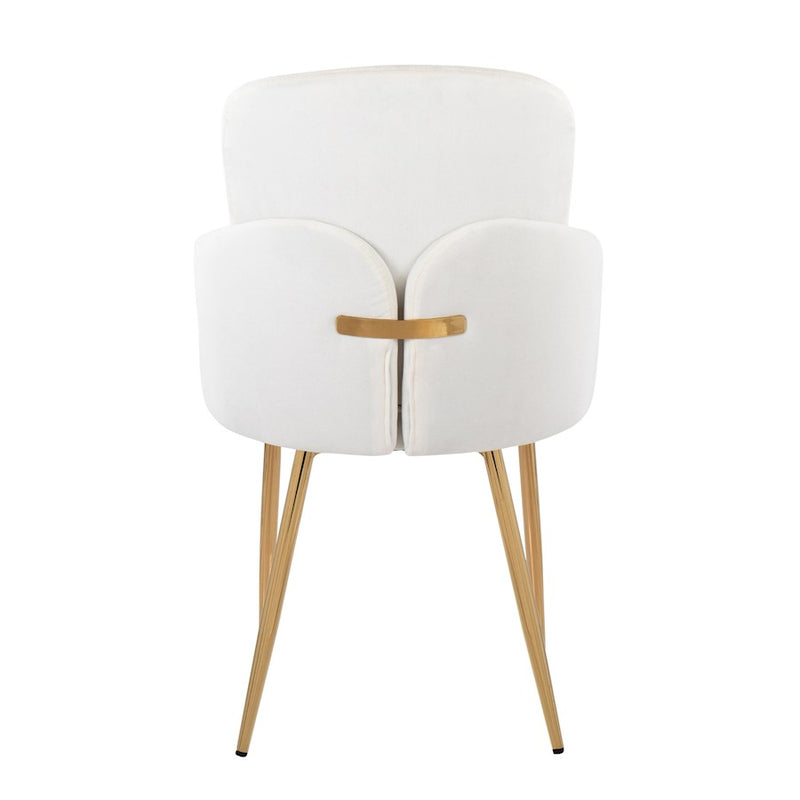 LumiSource Dahlia Dining Chair, Set of 2, Gold/Cream Velvet