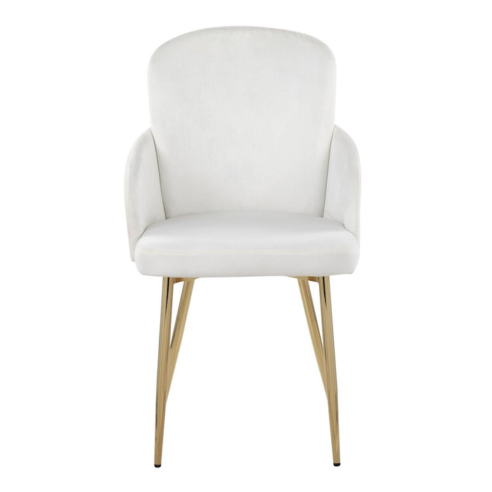 LumiSource Dahlia Dining Chair, Set of 2, Gold/Cream Velvet