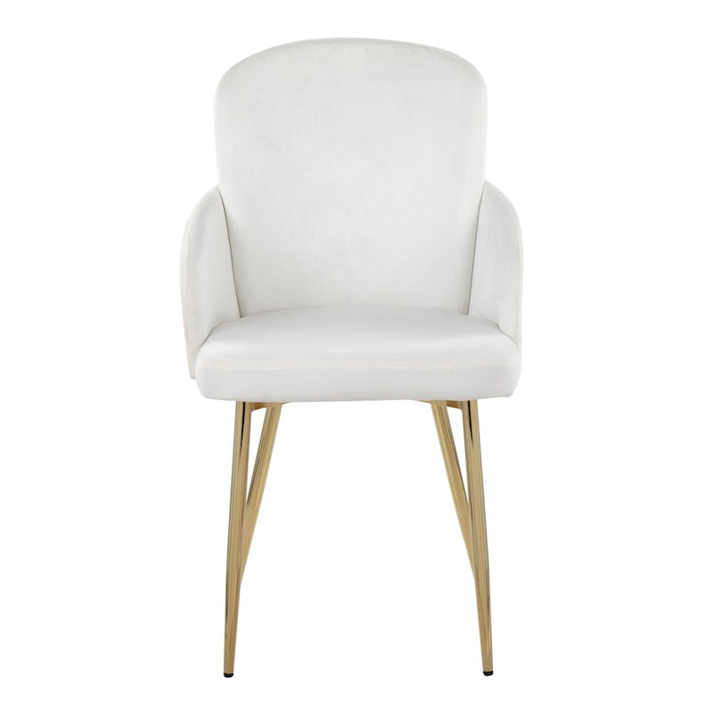 LumiSource Dahlia Dining Chair Set of 2 | Gold Metal & Cream Velvet | Dining Room & Kitchen Seating | 22 x 22.5 x 34.25 in | Model CH-DAHLIA2AUVCR2