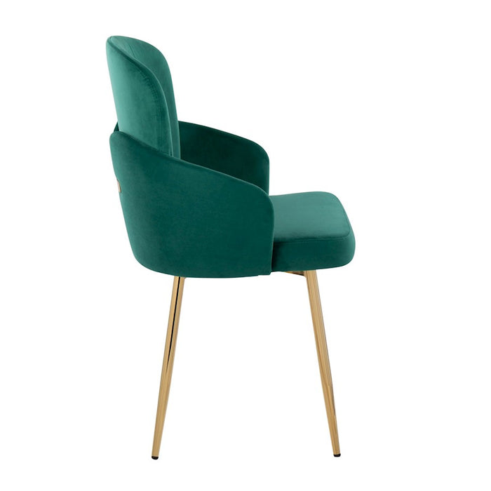 LumiSource Dahlia Dining Chair, Set of 2, Gold/Green Velvet