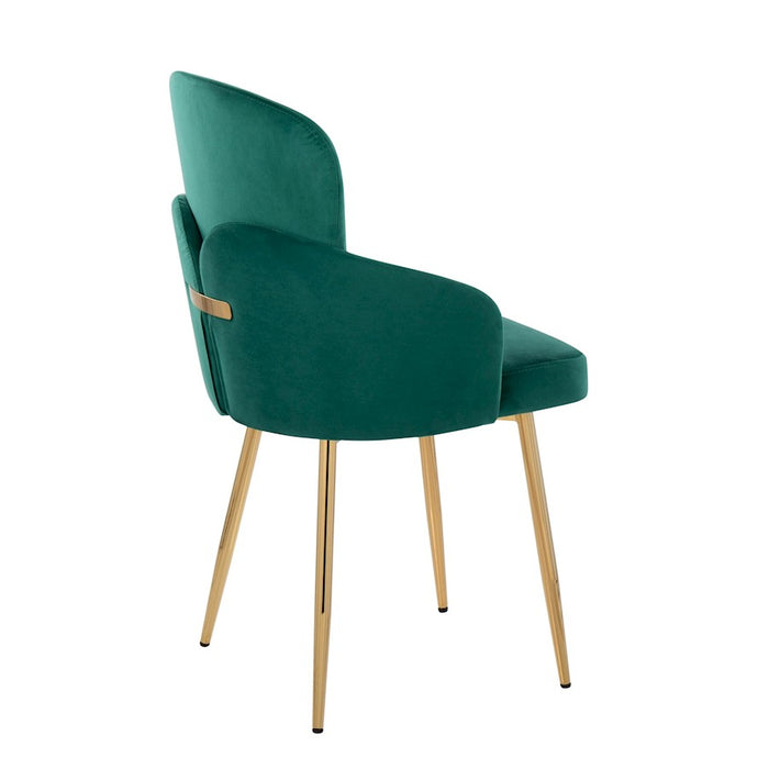 LumiSource Dahlia Dining Chair, Set of 2, Gold/Green Velvet