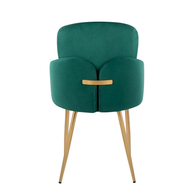LumiSource Dahlia Dining Chair, Set of 2, Gold/Green Velvet