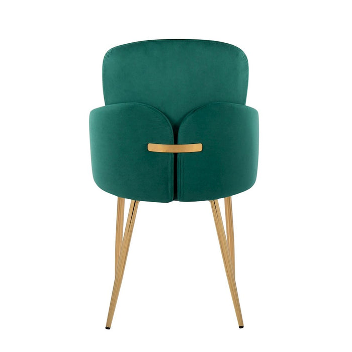 LumiSource Dahlia Dining Chair, Set of 2, Gold/Green Velvet