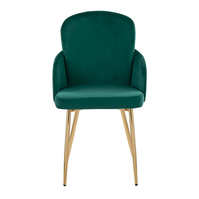 LumiSource Dahlia Dining Chair, Set of 2, Gold/Green Velvet
