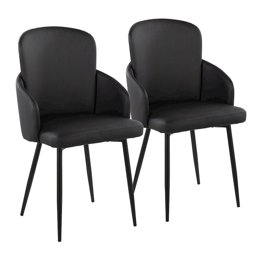 LumiSource Dahlia Dining Chair, Set of 2, Black/Black/Chrome - CH-DAHLIA2BKBK2
