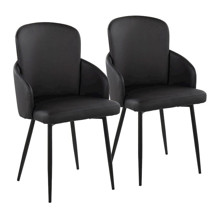 LumiSource Dahlia Dining Chair, Set of 2, Black/Black/Chrome - CH-DAHLIA2BKBK2