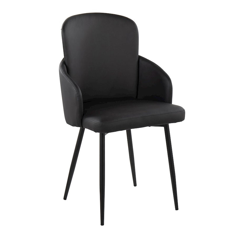 LumiSource Dahlia Dining Chair, Set of 2, Black/Black/Chrome