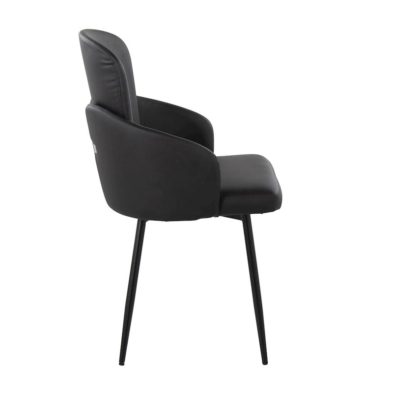 LumiSource Dahlia Dining Chair Set of 2 | Black PU & Chrome Metal | Dining Room & Kitchen Seating | 22 x 22.5 x 34.25 in | Model CH-DAHLIA2BKBK2