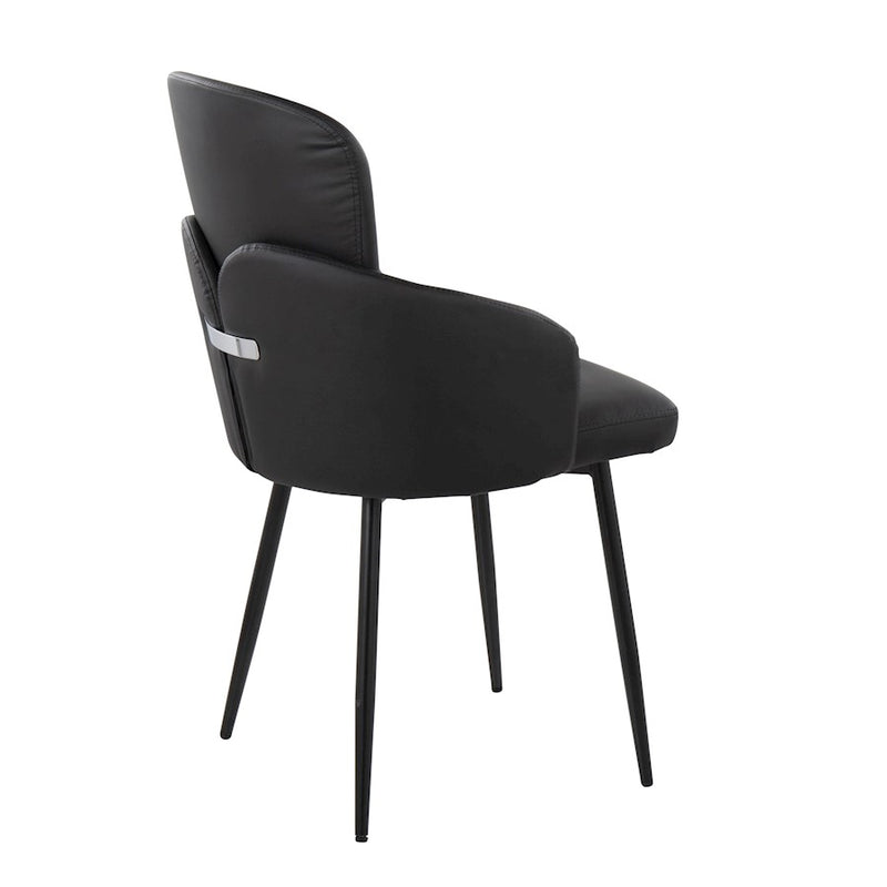 LumiSource Dahlia Dining Chair, Set of 2, Black/Black/Chrome