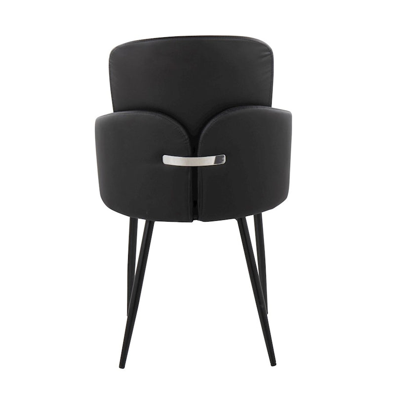 LumiSource Dahlia Dining Chair, Set of 2, Black/Black/Chrome